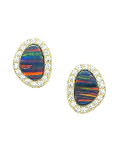 Kamaria Pebble Stud Earrings With Lab-grown Opal In 14k Gold Plated Sterling Silver