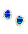 Kamaria Pebble Stud Earrings With Lab-grown Opal In 14k Gold Plated Sterling Silver In Blue