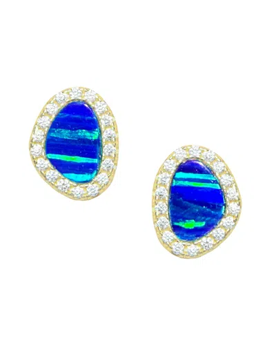 Kamaria Pebble Stud Earrings With Lab-grown Opal In 14k Gold Plated Sterling Silver