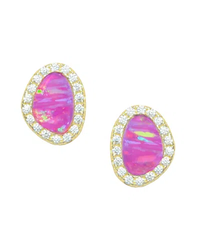 Kamaria Pebble Stud Earrings With Lab-grown Opal In 14k Gold Plated Sterling Silver