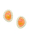 Kamaria Pebble Stud Earrings With Lab-grown Opal In 14k Gold Plated Sterling Silver