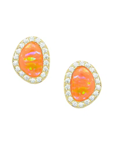 Kamaria Pebble Stud Earrings With Lab-grown Opal In 14k Gold Plated Sterling Silver