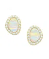 Kamaria Pebble Stud Earrings With Lab-grown Opal In 14k Gold Plated Sterling Silver In White