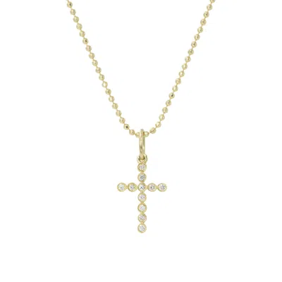 Kamaria Women's 14k Diamond Cross Necklace - Mini In Gold