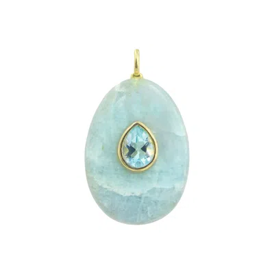Kamaria Women's Aquamarine Gemstone Pendant With Topaz - Large Pear Blue Topaz