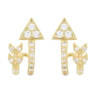 Kamaria Women's Arrow Huggie Earrings With Crystals - Gold