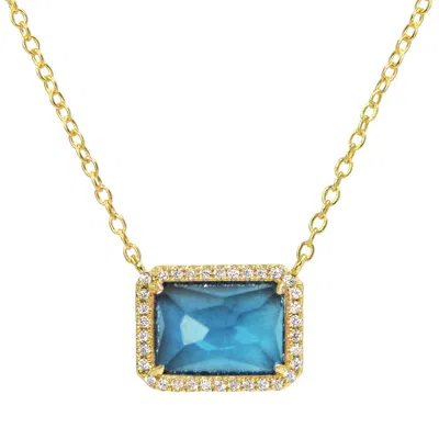 Kamaria Women's Atiena - Lab Created Rectangle Gemstone Necklace - Blue