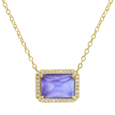 Kamaria Women's Atiena - Lab Created Rectangle Gemstone Necklace - Purple In Gold