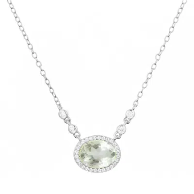 Kamaria Women's Aura Green Amethyst Gemstone Necklace - Silver In Metallic