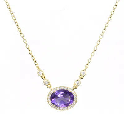 Kamaria Women's Aura Purple Amethyst Gemstone Necklace