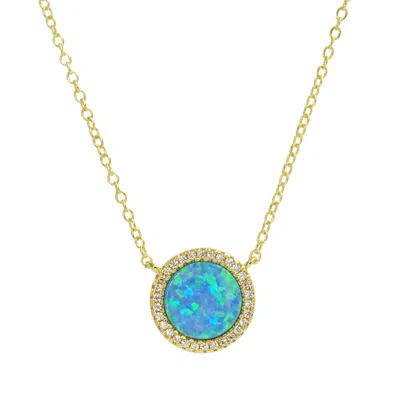 Kamaria Women's Beacon Opal Circle Necklace With Crystals - Blue In Gold