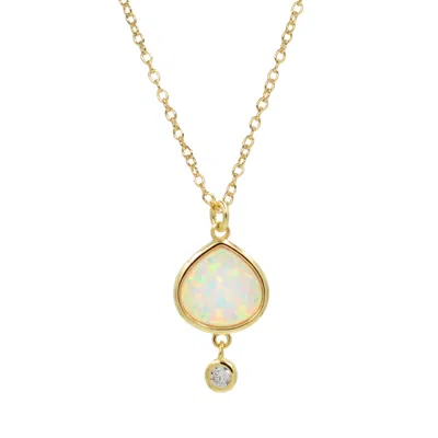 Kamaria Women's Best Friend White Opal Pear Necklace With Crystal Drop