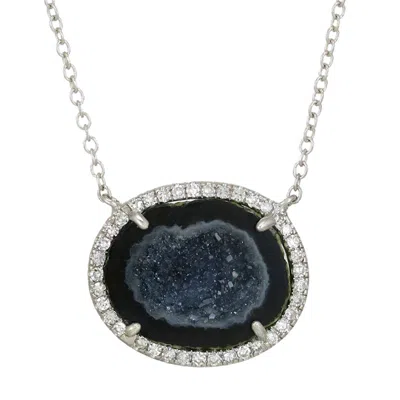Kamaria Women's Black Baby Geode Necklace With Diamonds