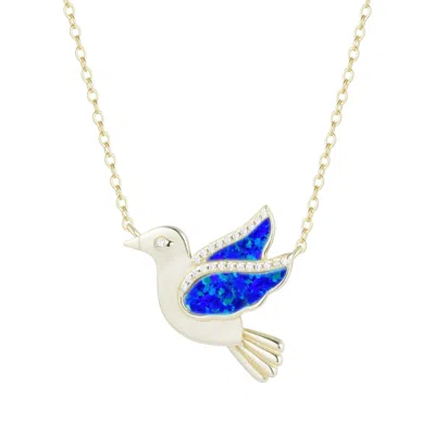 Kamaria Women's Black Opal Dove Bird Necklace With Crystals - Indigo