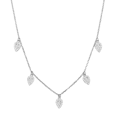 Kamaria Women's Blessings Leaf Choker Necklace With Crystals - Silver