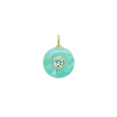 Kamaria Women's Blue Amazonite Gemstone Pendant With Topaz - Coin In Neutral