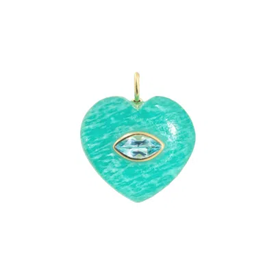 Kamaria Women's Blue Amazonite Gemstone Pendant With Topaz -- Heart
