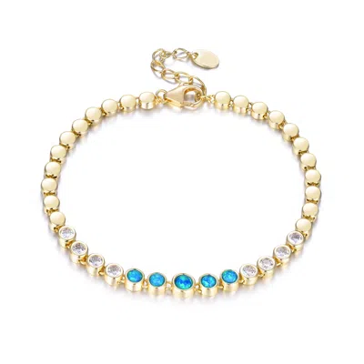 Kamaria Women's Blue Bezel Opal Gradient Tennis Bracelet