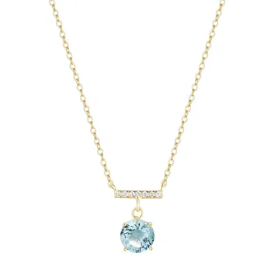 Kamaria Women's Blue Birthstone Solitaire & Crystal Bar Necklace - March