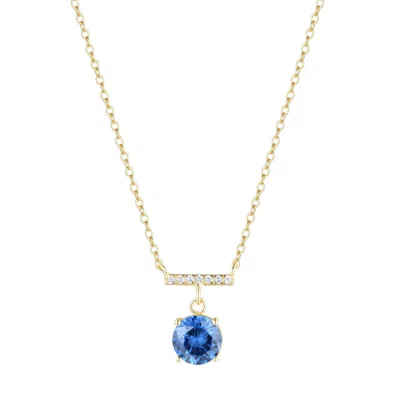 Kamaria Women's Blue Birthstone Solitaire & Crystal Bar Necklace - September