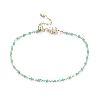 Kamaria Women's Blue Enamel Beaded Chain Bracelet - Turquoise In Green