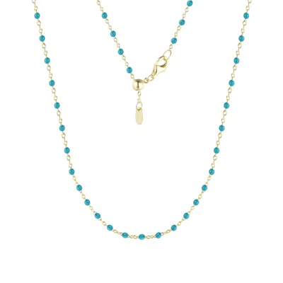 Kamaria Women's Blue Enamel Beaded Chain Necklace - Turquoise