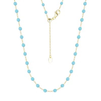 Kamaria Women's Blue Enamel Beaded Chain Necklace - Large - Turquoise