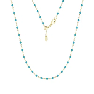 Kamaria Women's Blue Enamel Beaded Chain Necklace - Turquoise Enamel