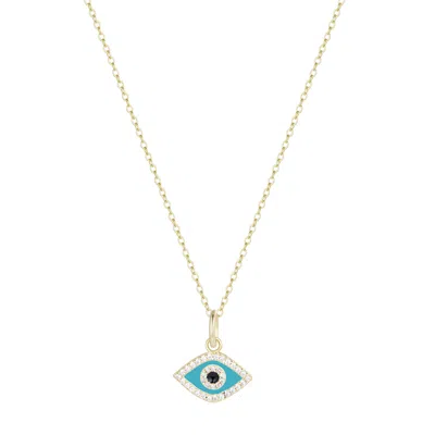 Kamaria Women's Blue Evil Eye Enamel Charm Necklace - Turquoise