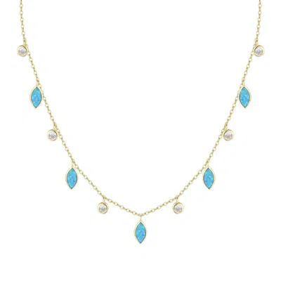 Kamaria Women's Blue / Gold Drops Of Spring Opal Necklace - Blue Green In Multi