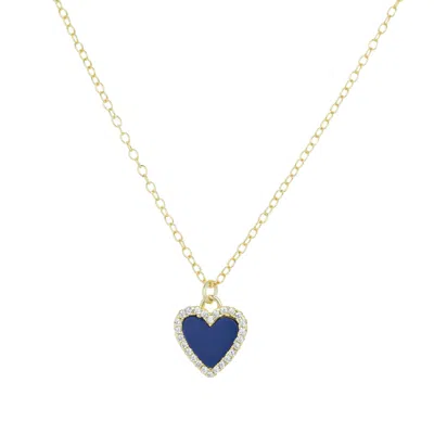 Kamaria Women's Blue / Gold Mini Blue Lapis Lazuli Heart Necklace With Crystals In Multi