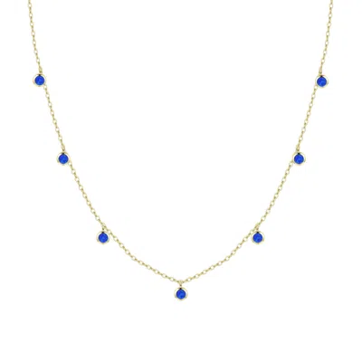 Kamaria Women's Blue / Gold Opal Dew Drops Reversible Necklace - Indigo