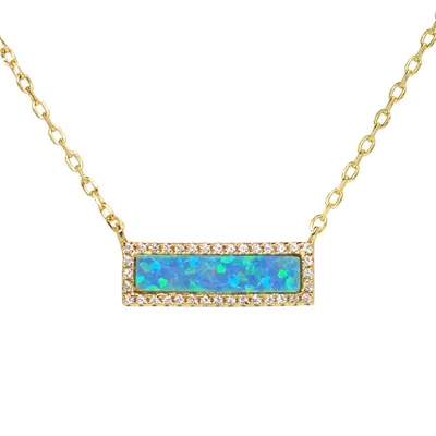 Kamaria Women's Blue / Gold Reflection Opal Bar Necklace - Blue Green In Multi