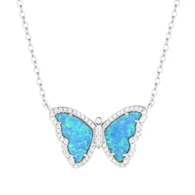 Kamaria Women's Blue / Green Bundle: Opal Butterfly Necklace With Crystals Silver - Blue Green In Multi