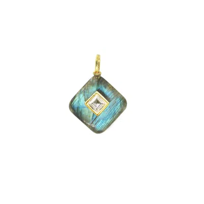 Kamaria Women's Blue Labradorite Gemstone Pendant With Topaz -- Diamond