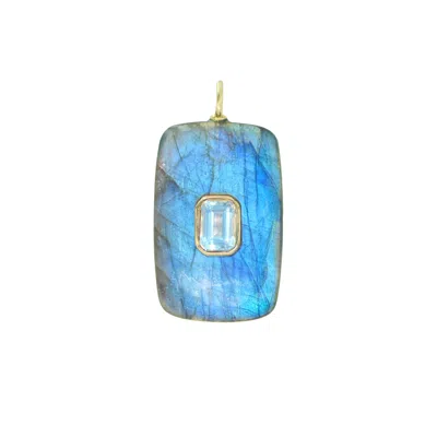 Kamaria Women's Blue Labradorite Gemstone Pendant With Topaz -- Large Rectangle