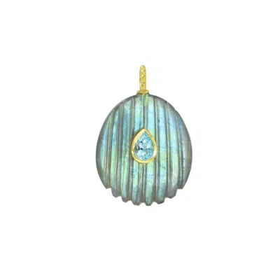 Kamaria Women's Blue Labradorite Gemstone Pendant With Topaz -- Shell