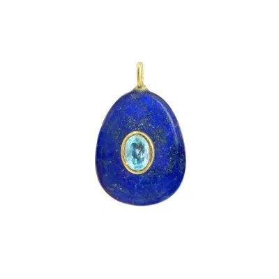 Kamaria Women's Blue Lapis Gemstone Pendant With Topaz -- Medium Pear