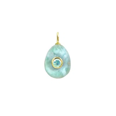 Kamaria Women's Blue Larimar Gemstone Pendant With Topaz - Small Pear
