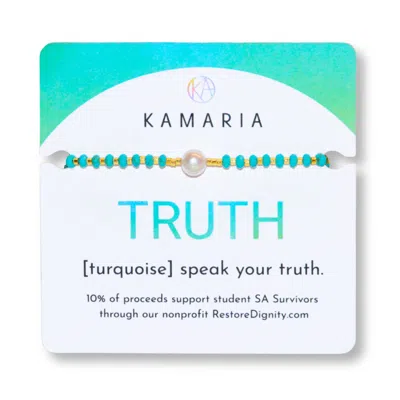 Kamaria Women's Blue Lumira Mini Pearl & Gemstone Adjustable Bracelet With Miyuki Beads - Turquoise