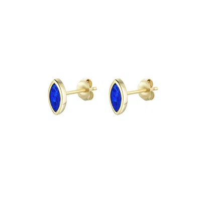Kamaria Women's Blue Marquise Opal Stud Earrings - Indigo