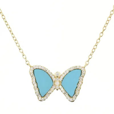 Kamaria Women's Blue Mini Gemstone Butterfly Turquoise In Metallic