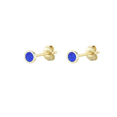 Kamaria Women's Blue Mini Round Opal Stud Earrings - Indigo In Gold