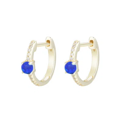 Kamaria Women's Blue Opal And Crystal Huggie Earrings - Indigo In Gold