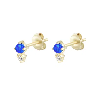 Kamaria Women's Blue Opal & Crystal Seed Stud Earrings - Indigo In Gold