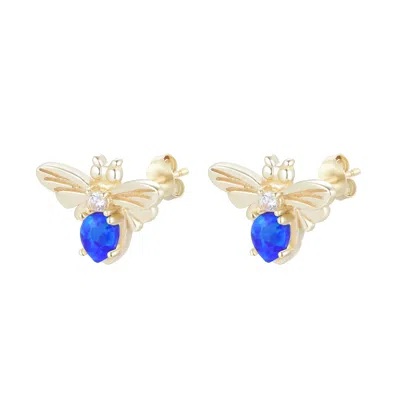Kamaria Women's Blue Opal Bee Stud Earrings - Indigo