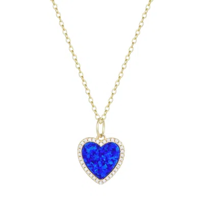 Kamaria Women's Blue Opal Heart Necklace With Crystals - Indigo
