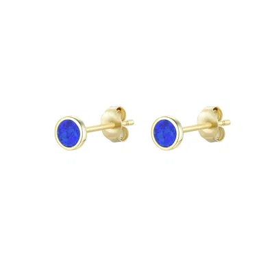 Kamaria Women's Blue Round Opal Stud Earrings - Indigo