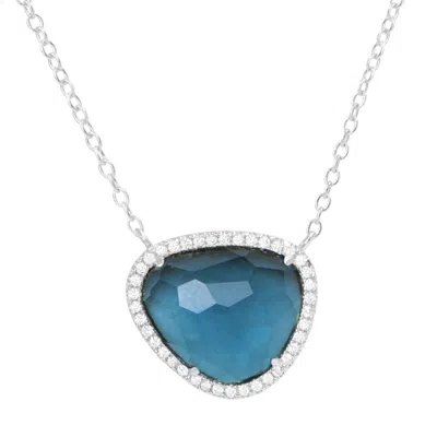 Kamaria Women's Blue / Silver Marina Lab Created Gemstone Necklace With Crystals - London Blue Topaz & Silve