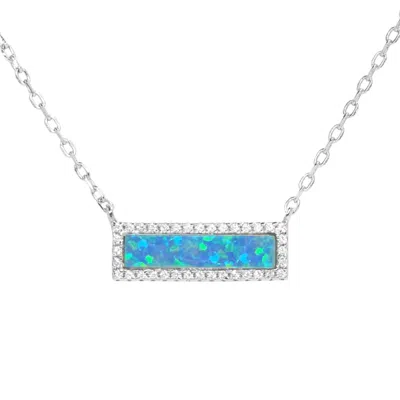 Kamaria Women's Blue / Silver Reflection Opal Bar Necklace - Blue Green Silver In Multi